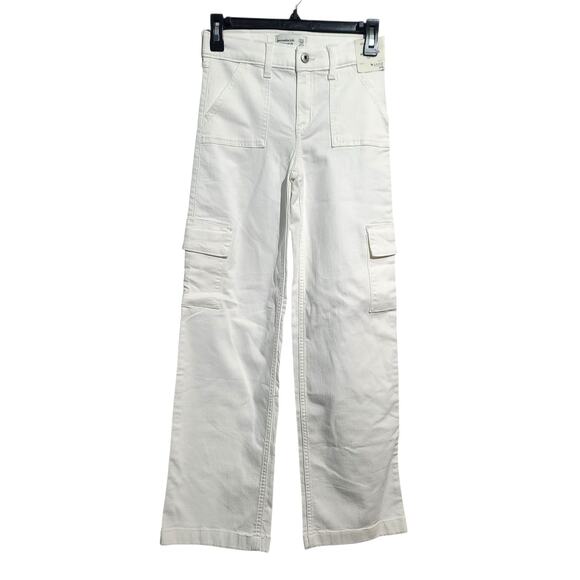 Abercrombie Kids White High Rise Wide Leg Cargo Jeans Size 11/12 Long NWT - Picture 1 of 5